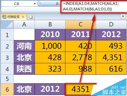 excel 定位行列查找