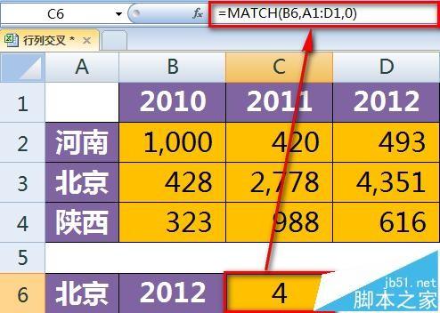 excel 定位行列查找